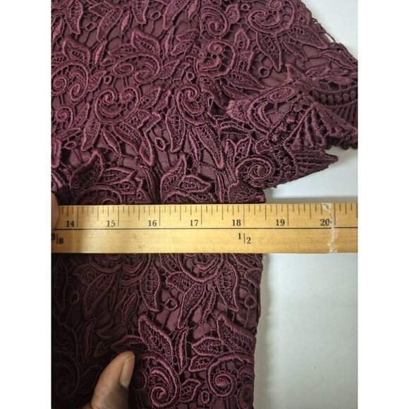 Talbots Women's Size 10  2-Piece Set Burgundy Lacey Blouse And Wool Skirt Set - Picture 12 of 16